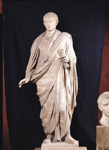 Statue av Caesar Augustus (63 f.Kr.-14 e.Kr.) fra Velletri, 1.-2. århundre e.Kr. (marmor)